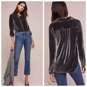 Anthropologie Cloth & Stone Velvet Buttondown Shirt Large